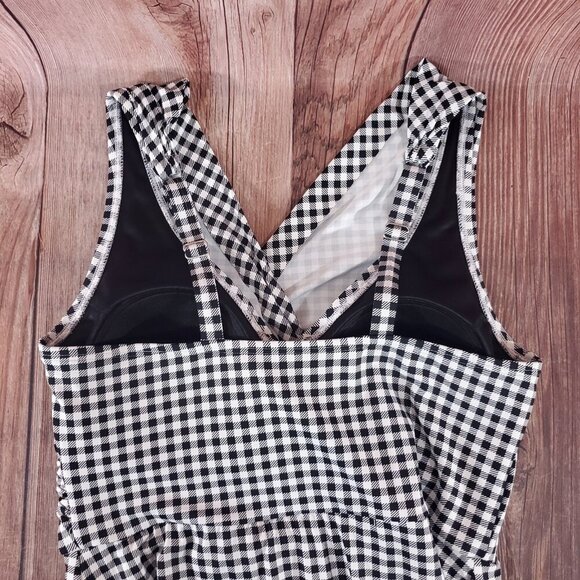 NWT Lands End Womens Size 12 Black White Gingham Swim Dress Bathing Suit - Picture 8 of 16